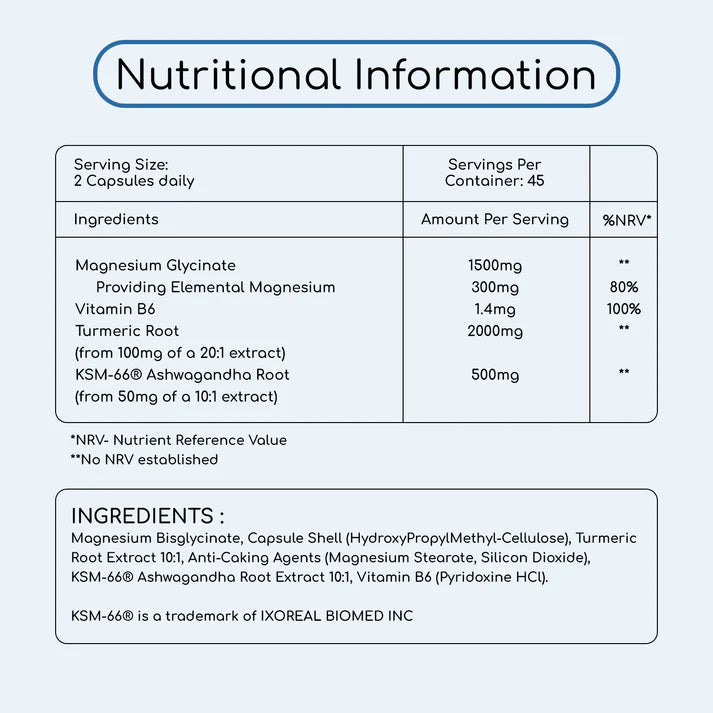 Prowise 4 in 1 Magnesium Glycinate Complex with KSM Ashwagandha and Turmeric
