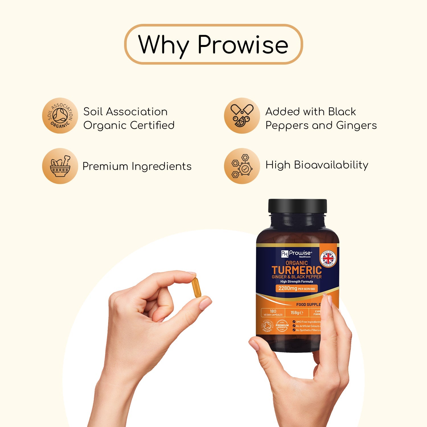 Prowise Turmeric with Ginger and Black Pepper 2280mg - 180 Capsules