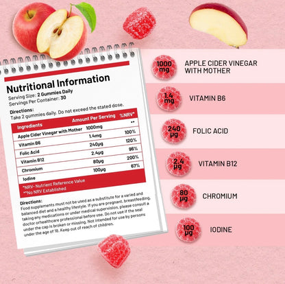 Prowise Apple Cider Vinegar Gummies with the Mother – 60 Vegan Gummies (Apple Flavour)