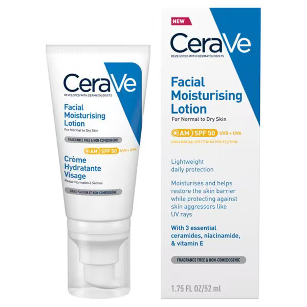 CeraVe AM Facial Moisturiser SPF50 Normal to Dry Skin