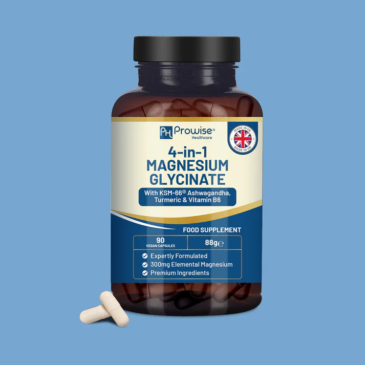 Prowise 4 in 1 Magnesium Glycinate Complex with KSM Ashwagandha and Turmeric