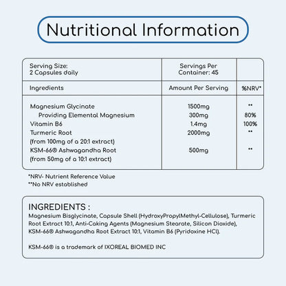 Prowise 4 in 1 Magnesium Glycinate Complex with KSM Ashwagandha and Turmeric