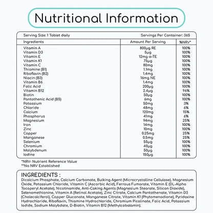 Prowise A-Z Multivitamin 365 Tablets  - 1 year supply